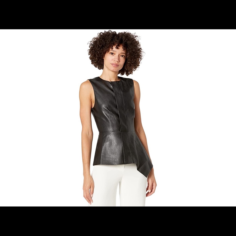 BCBG leather peplum tank top